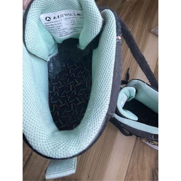 AIRWALK Black High Top Genuine Suede/ Canvas Sneakers Shoes for Girls Size USA 6 - Picture 4 of 6